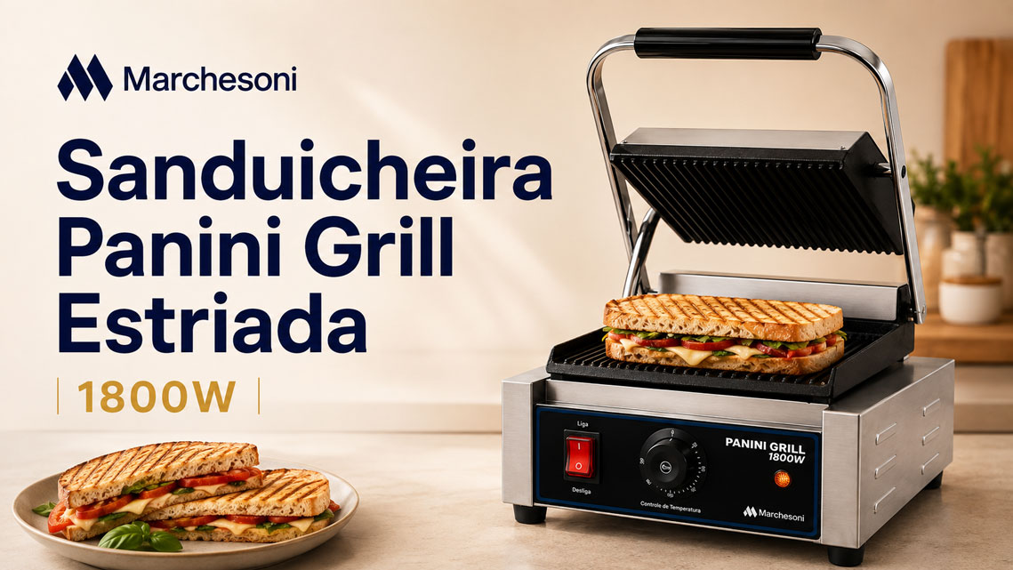 Sanduicheira Panini Grill com aquecimento superior e inferior