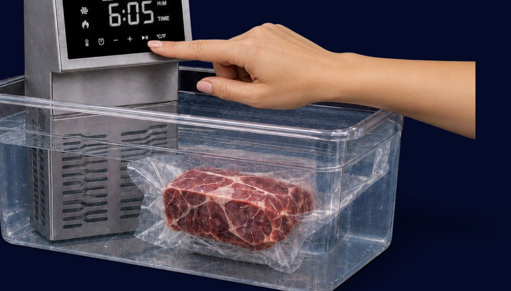 Operação do painel touch do Termocirculador Sous Vide MarcPRO