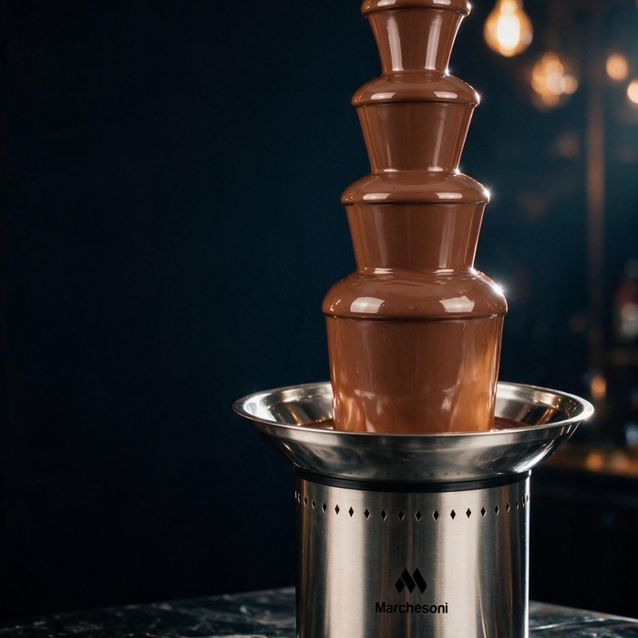 Cascata de chocolate em ambiente sofisticado