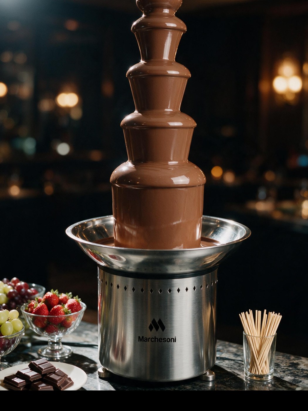 Cascata de chocolate em buffet