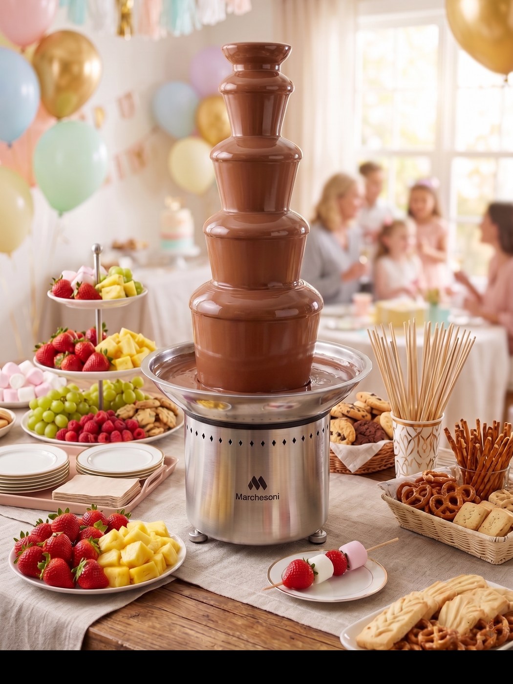Cascata de chocolate em festa