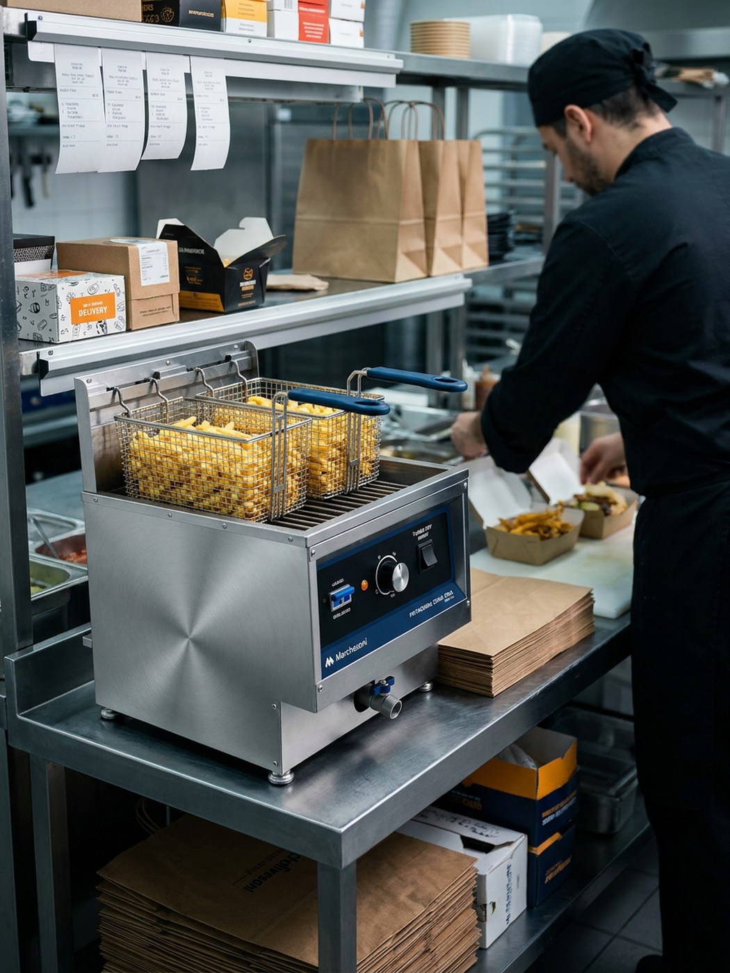 Fritadeira Zona Fria em dark kitchen