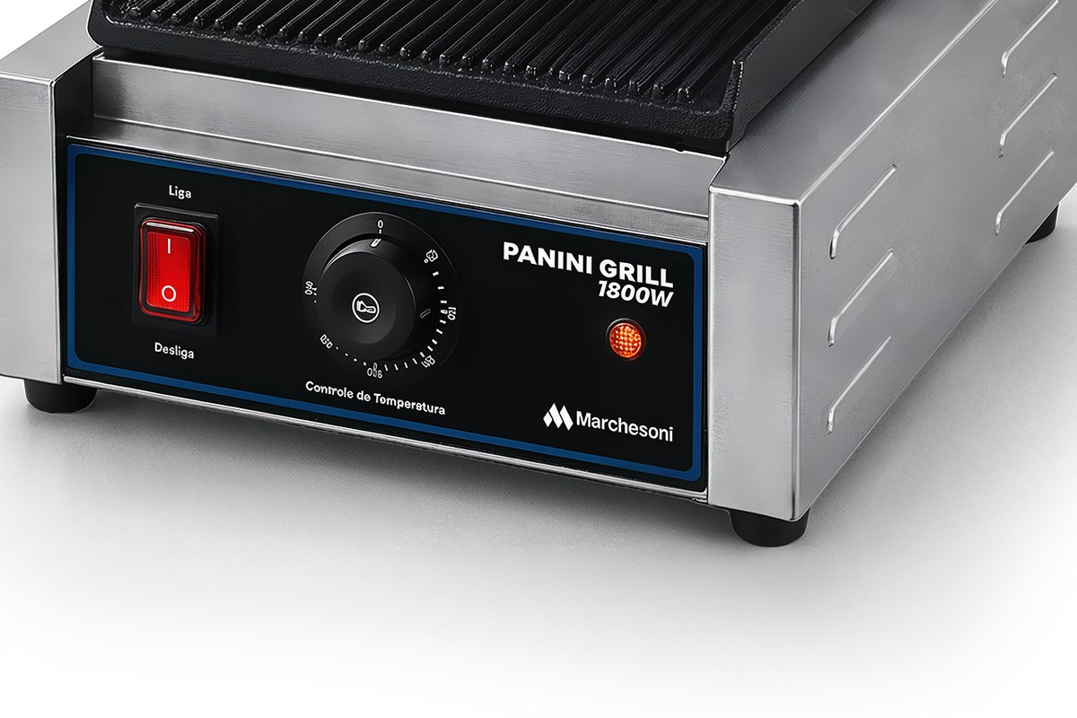 Painel frontal da Sanduicheira Panini Grill 1800W