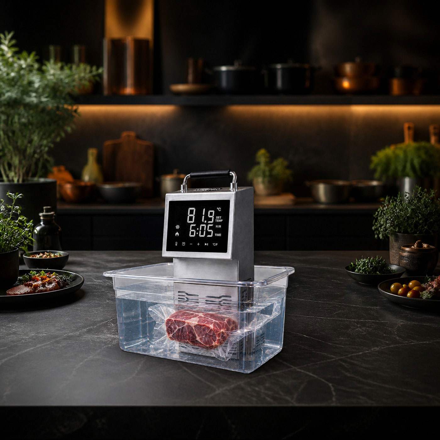 Termocirculador Sous Vide MarcPRO em cozinha autoral