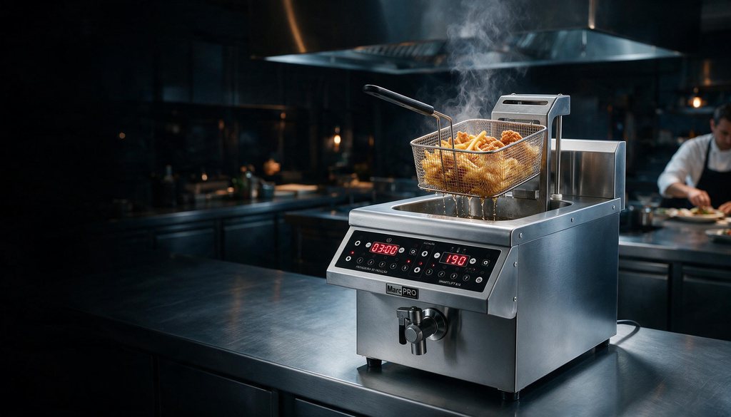 Fritadeira de indução SMARTLIFT 815 em operação